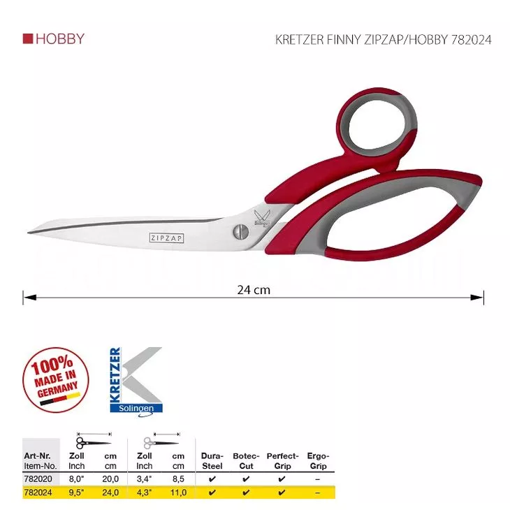 KRETZER FINNY ZIPZAP/HOBBY 782024 - Nożyczki krawieckie, uniwersalne