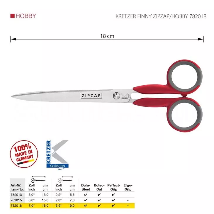 KRETZER FINNY ZIPZAP/HOBBY 782018 - Nożyczki krawieckie, uniwersalne
