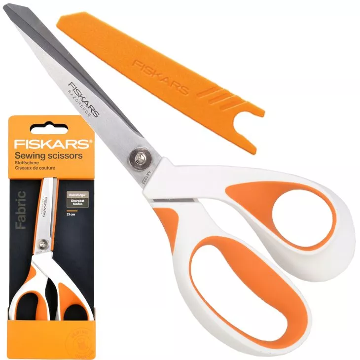 FISKARS Razoredge Softgrip 1070078 Nożyczki krawieckie 21 cm do tkanin z osłoną ostrza