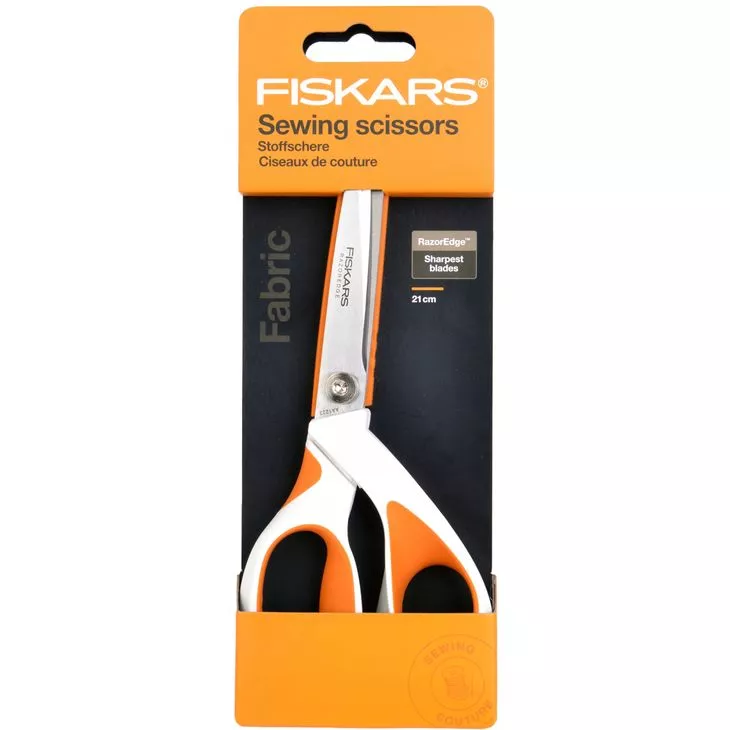 FISKARS Razoredge Softgrip 1070078 Nożyczki krawieckie 21 cm do tkanin z osłoną ostrza