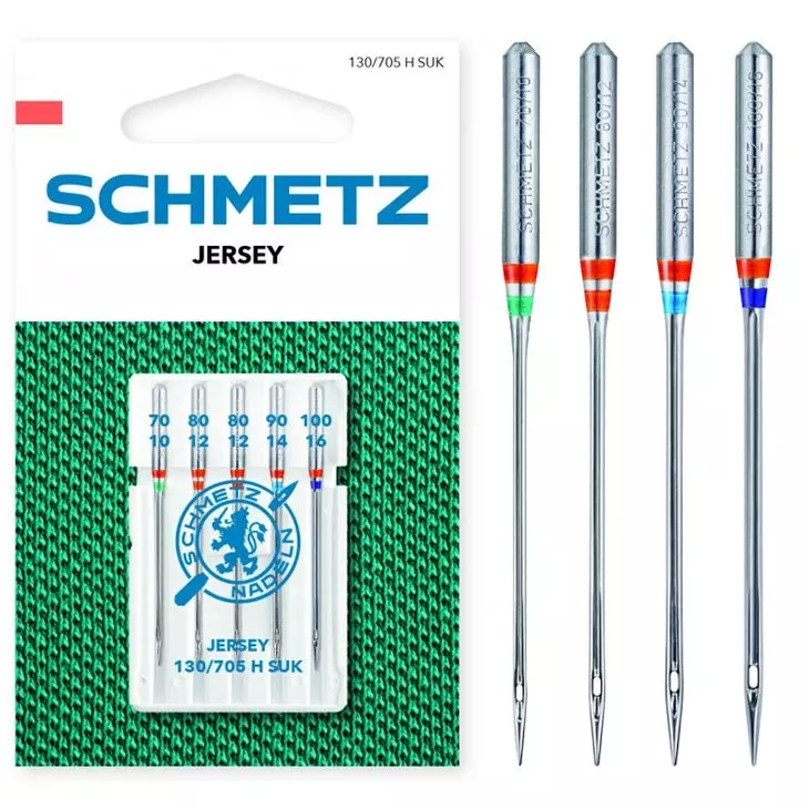 130/705 H SUK Igły kulkowe do jerseyu i dzianin mix 1x70, 2x80, 1x90, 1x100 SCHMETZ do maszyn domowych op.5szt.