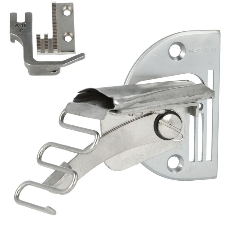 Lamownik A10 S60 28mm obustronnie podwijający, szyje po łuku wewnętrznym stebnówka transport dolny ząbkowy